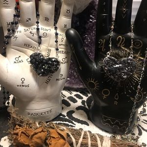 Mystic Black Geode Heart Necklace